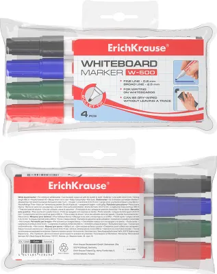Produktbild von ErichKrause 12849, 4 Stück(e), Schwarz, Blau, Grün, Rot, Rundspitze, Weiß, Kunststoff, Rund