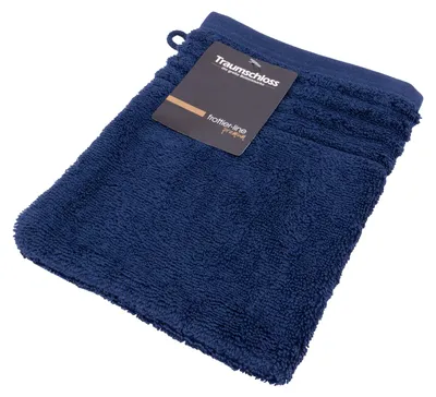 Produktbild von Traumschloss Frottier-Line Premium Waschhandschuh 16 x 21 cm dunkelblau 100% ägäische Baumwolle mit 600g/m²