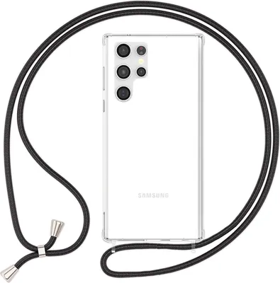 Produktbild von Klare Hülle mit Kette zum Umhängen für Samsung Galaxy S23 Ultra Schwarz
