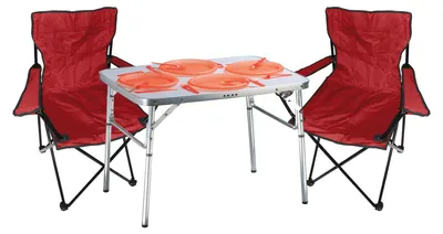 Mojawo 3-teiliges Campingmöbel Set Alu Tragegriff Campingtisch + 2 Anglersessel