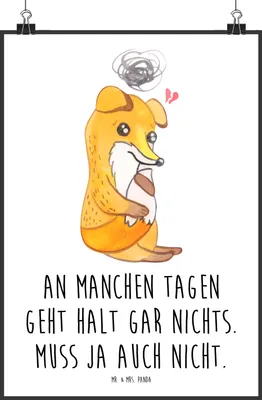 Produktbild von Mr. & Mrs. Panda Bild Fuchs Depressionen DIN A3 - Weiß - Geschenk, Wandbild, drucke, Wanddekoration, Depressiv, Plakat, wanddeko