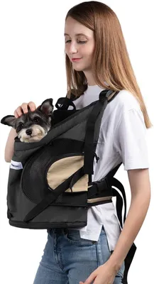 Produktbild von Hunderucksack 35 x 20 x 36 cm, für kleine Hunde und Katzen, bis 8.5 kg, Nylon, dunkelgrau, für Spaziergang