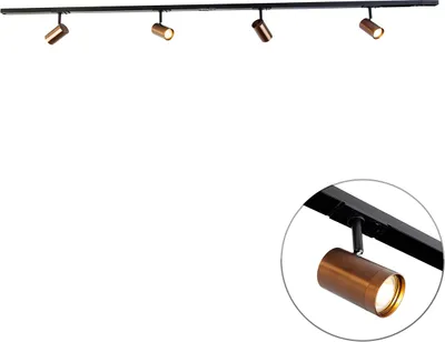 Produktbild von QAZQA - Modern Modernes 1-Phasen-Schienensystem I Spotlight I Deckenspot I Deckenstrahler I Strahler mit 4-flammig Spotbalken Spot I Spotlight I Deckenspot I Deckenstrahler I Strahler I Lampe I Leucht