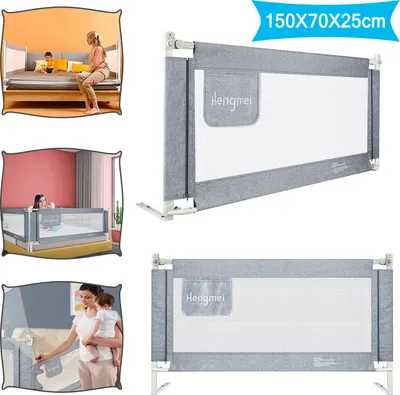 Produktbild von UISEBRT 150cm Bed Guard Cot Rail Výškovo nastaviteľná detská postieľka Rail Fall Out Protection pre dojčatá a deti