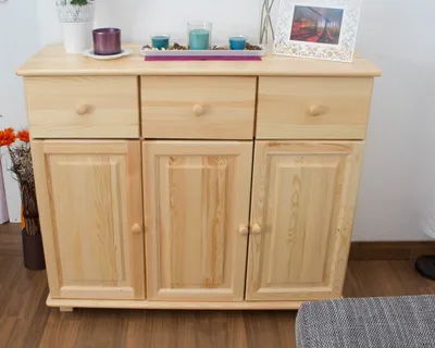 Produktbild von Anrichte, Kiefer massiv, Breite: 118 cm, Farbe: Natur