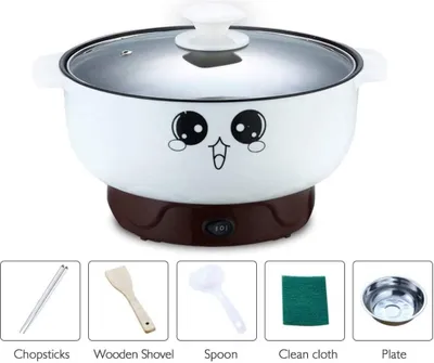 Image de Poêle à frire antiadhésive avec acier inoxydable contre Oeuf électrique cuit à la vapeur Fry Round Pot - 20 cm de diamètre