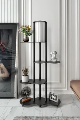 Image de Opviq, lampadaire moderne en papier kraft et MDF, noir, hauteur 150 cm | Diamètre de l'abat-jour : 17 cm, hauteur : 35 cm | Douille E27, max. 40 W, IP20, un design élégant pour toutes les pièces.
