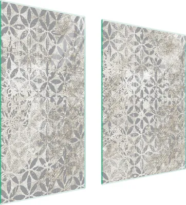 Produktbild von Herdabdeckplatten 2 teilig 75x52 Glaskeramikkochfeld Abdeckung Glas Schneidebrett Muster Grau