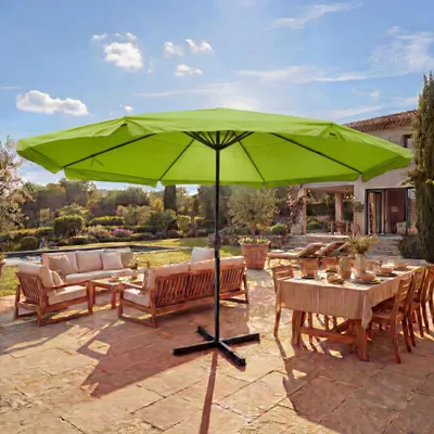 Produktbild von Sonnenschirm Meran Pro, Gastronomie Marktschirm mit Volant Ø 5m Polyester/Alu 28kg  grün ohne Ständer