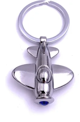 Produktbild von Onwomania Flugzeug Segelschiff mit Motor blau Schlüsselanhänger Keychain Silber aus Metall