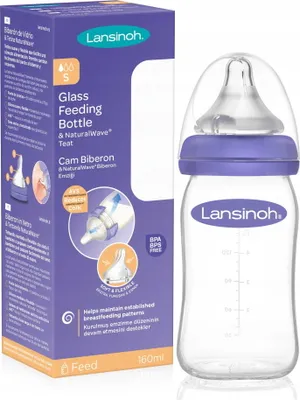 Produktbild von Lansinoh 77140 Natural WAVE Baby-Flasche + Sauger, 160ml Fassungsvermögen, -frei