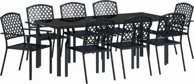 Immagine prodotto di vidaXL Set da giardino per esterni, 9 pezzi, antracite, acciaio con rivestimento a polvere
