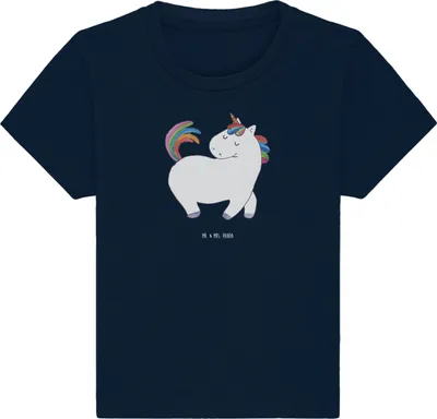 Produktbild von Mr. & Mrs. Panda  T-Shirt Einhorn Stolzieren 24. - 36. Monat - French Navy - Geschenk, Baby Shirt, Pferd, Babyshirt, Reiten, Einhörner, Unicorn, Top