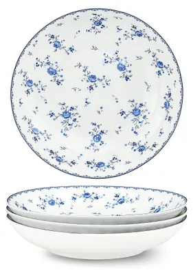 Produktbild von Set von 4 Porzellan Salatschalen mit Frühlingsblumen-Motiv