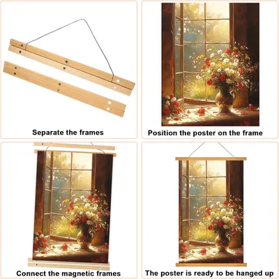 Produktbild von Magnetische Posterrahmen aus Teakholz, 43 cm, 2er Set, für Wanddekoration