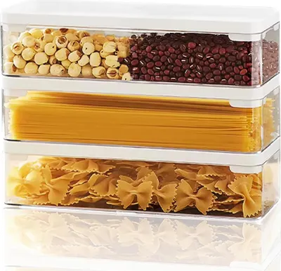Produktbild von 3 Stück Spaghetti Aufbewahrung 2 l Lebensmittelbehälter mit Deckel luftdicht Vorratsdose PET-Pastahalter für Kühlschrankorganizer - Vorratsdose für Spaghetti, Müsli und Getreide