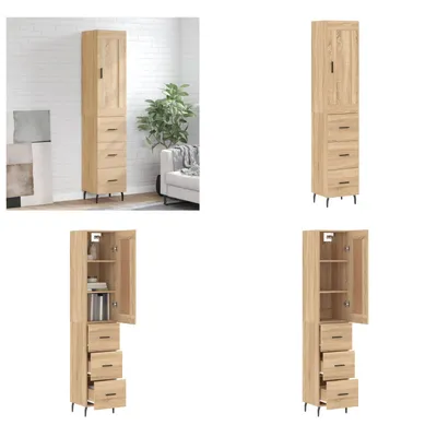 Produktbild von vidaXL Highboard Sonoma Eiche 34,5x34x180 cm Holzwerkstoff - Highboard - Highboards - Sideboard - Schrank