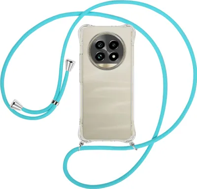 Produktbild von Handykette Backcover-Schutzhülle mit Band (Metall silberfarben) für Realme 13 Pro 5G - türkis