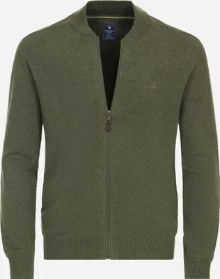 Produktbild von REDMOND Casual Herren Strickjacke College Zipper Comfort Olivgrün 4XL