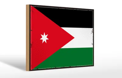 Produktbild von Holzschild Flagge Jordaniens 30x20cm Retro Flag of Jordan