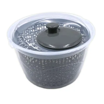 Produktbild von Salatschleuder 5 Liter Salattrockner mit Deckel Ø 25 cm Salatschüssel mit Kurbel & Siebeinsatz Salat Schleuder Kunststoff Grau