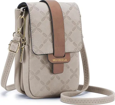 Produktbild von MUIIKOLA Handytasche RFID Damen Leder Umhängetasche Große Kapazität -warmesgrau