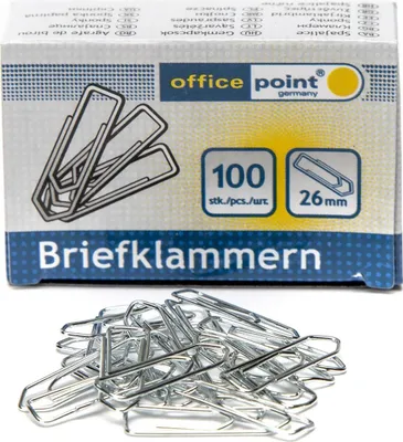 Produktbild von 1x Büroklammern Briefklammern silber verzinkt 26mm (10 packs je 100 Stk) = 1000 Stk.