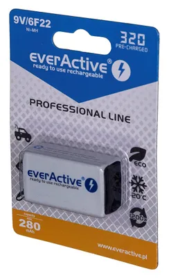 Obrázek produktu pro Everactive EVHRL22-320, Dobíjecí baterie, 9V, Nikl-metal hydridová (NiMH), 9 V, 1 kusů, 320 mAh