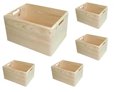Produktbild von 5er Set Mehrzweckbox aus Holz Gr. L, abgerundete Kanten