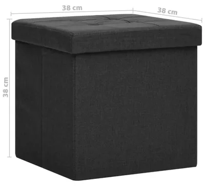 Imagen del producto de vidaXL: Juego de 2 taburetes con espacio de almacenamiento, color negro, apariencia de lino