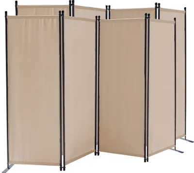 Produktbild von 2 Stück Paravent 4 Teilig 165 x 220 cm Beige - Garten & Balkon Sichtschutz Stellwand Innen & Außen - Raumteiler Trennwand Faltbar Blickdicht & Wetterfest