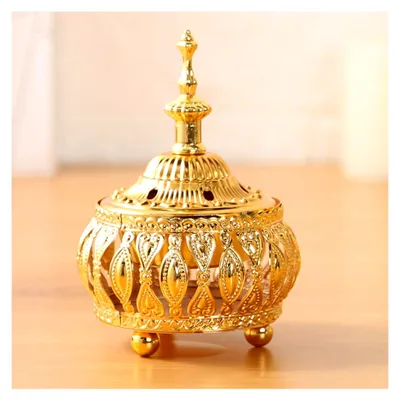 Produktbild von Arabischer Weihrauchbrenner aus Metall, Duftlampe mit Deckel, Räuchergefäß für Hochzeit, Ostern, Geburtstag und Partydekoration, 12x9 cm