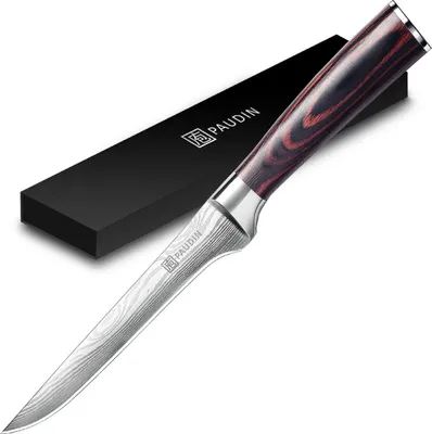 Immagine prodotto di PAUDIN N10 Coltello da disosso professionale 15 cm – Coltello da intaglio giapponese – Effetto damasco – Acciaio inossidabile di alta qualità – Estremamente affilato per carne e pollame