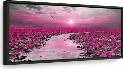Produktbild von Italienischer Leinwand Leinwandbild - Lilies and Sunset (1 Part) Narrow 120x40 cm Landschaften c-B-0332-b-c