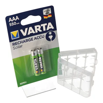 Immagine prodotto di Batteria solare NiMH AAA Micro Varta 550mAh ideale per luci da giardino, con scatola per batterie
