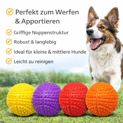 Produktbild von Hundespielzeug Hunde Dog GELB Spielball Quietscher Ball Sportball 5,5 cm Basketball