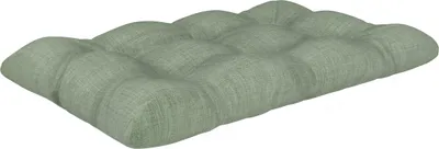 A green tufted cushion on a white background.