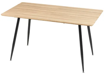Produktbild von Rechteckiger Esstisch fš¹r 4 Personen mit Tischplatte in Holzoptik und 4 Stahlbeinen, 140 x 80 x 76 cm, schwarz