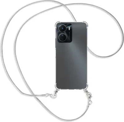 Produktbild von Handykette Backcover-Schutzhülle mit Band (Metall silberfarben) für vivo Y16 4G (6.51'') - silberfarbene Snake-Kette