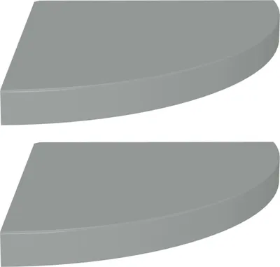 Image de Étagères d'angle flottantes 2 pcs gris 35x35x3,8 cm MDF