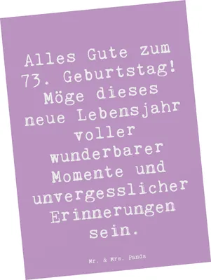 Produktbild von Mr. & Mrs. Panda Postkarte Spruch 73. Geburtstag - Lavendeltraum - Geschenk, Ansichtskarten, Geburtstagsgeschenk, Alter, Postkarten, feiern, handgefertigt, Ehrentag