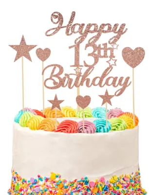 Tortenaufsatz Set 13. Geburtstag, 9 Stück, Roségold