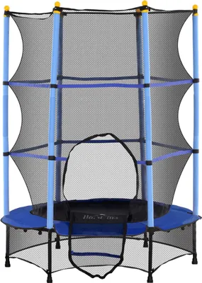 Produktbild von Kindertrampolin Ø140 cm, Trampolin mit Sicherheitsnetz, Randabdeckung, Gartentrampolin für Kinder 3-10 Jahre, bis 50 kg belastbar, Blau