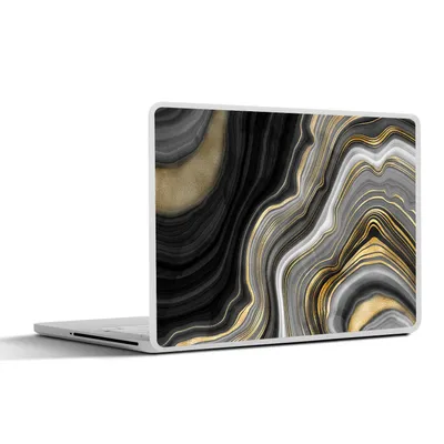 Produktbild von MuchoWow® Laptop Aufkleber Sticker Cover Marmor - Stein - Achat - Schwarz und Gold 30x22 cm - Laptop-Sticker