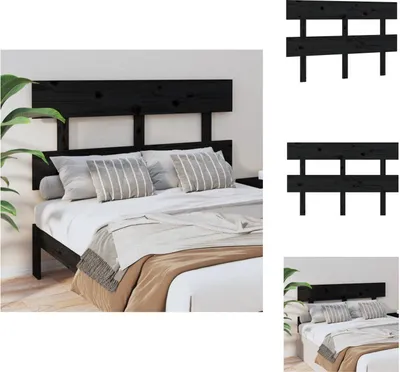 Produktbild von vidaXL Kopfteil Schwarz 124x3x81 cm Massivholz Kiefer -  Kopf- & Fußenden