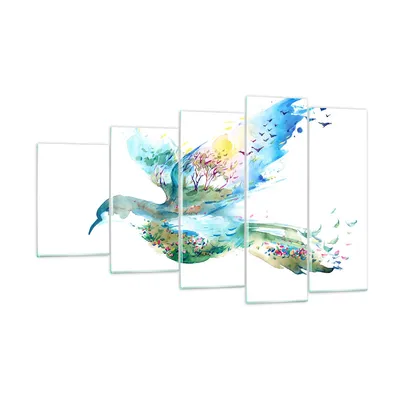 Produktbild von Bilder auf glas - Abstraktion Vogel Natur Bewegung - 100x60cm - Glasbilder - Wandbilder - Kunstdruck - zum Aufhängen bereit - Wanddekoration aus Glas - Glas Bilder - Wandbild auf Glas - GEG100x60-3032