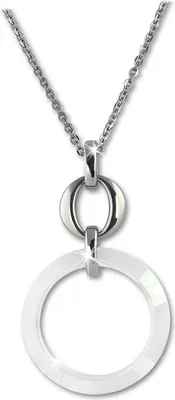 Produktbild von Amello Halskette Edelstahl Keramik 50cm Circle Schmuck silber weiß D2ESKX46W5