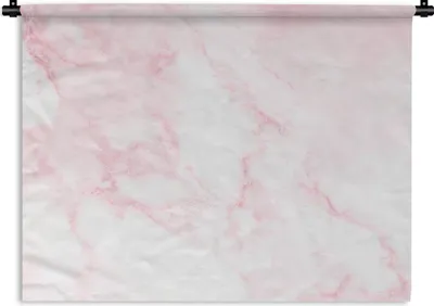 Produktbild von MuchoWow® Wandteppich Wandbehang Marmor - Weiß - Rosa - Chic - Marmoroptik 120x90 cm Tapisserie Dekoration Wandtuch - Wohnen - Aufhänger für die Wand