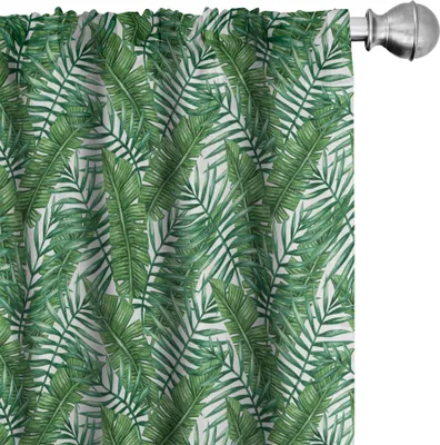 Produktbild von ABAKUHAUS Jungle Leaves Vorhänge, Gardinen, Malerei Interpretation von Wedeln in den Tönen des Grüns sich wiederholendes Muster, 2 Stück 75 x 225 cm, Mehrfarbig