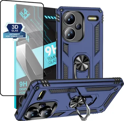 Produktbild von Armor Outdoor Handyhülle für Xiaomi Redmi Note 13 Pro+ 5G Handy Panzer Case Schutzhülle mit 9H Displayglas Displayschutz Farbe: Blau